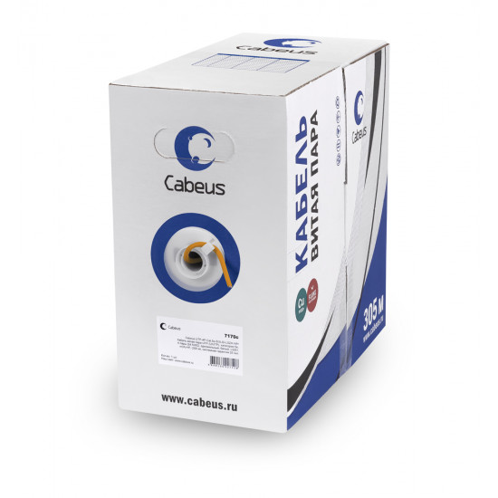 Витая пара UTP 5e Cabeus UTP-4P-Cat.5e-SOLID-LSZH 4 пары оранжевая 305 метров, 305м